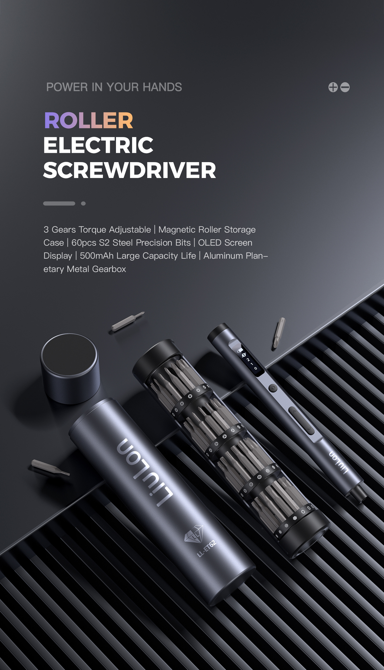 Liulon LL-ET62 62 In 1 Electric Screwdriver Set With 3 Adjustable Gears