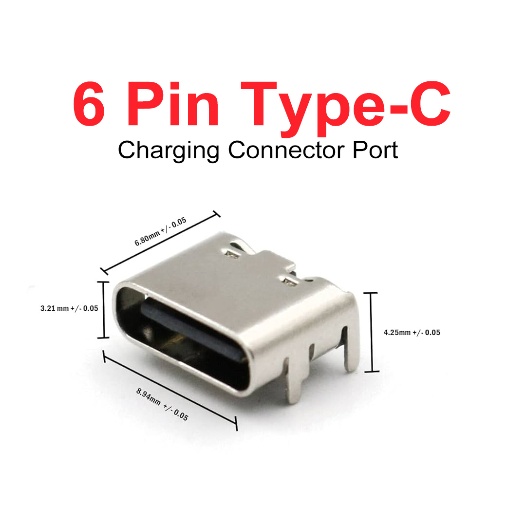 6 Pin Type-C Charging Connector Port for Smartphone Motherboard Repair
