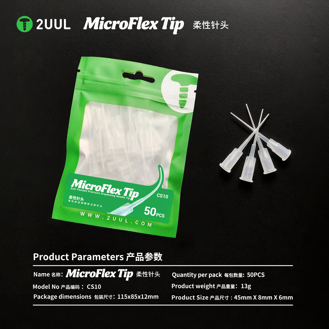 2UUL CS10 MicroFlex Tip Soft Flexible Precision Dispensing Needle Tip (50pcs/pack)