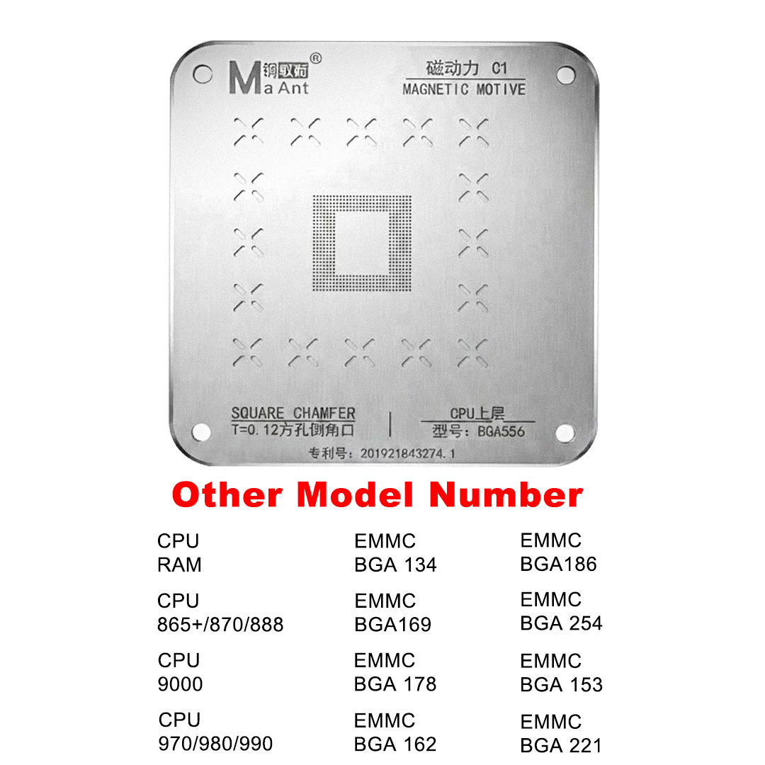 MaAnt C1 Professional Magnetodynamic Tin Planting Platform with 80PCS BGA Reballing Stencils for iPhone, Qualcomm, MTK, HiSilicon & Samsung CPU IC Repair