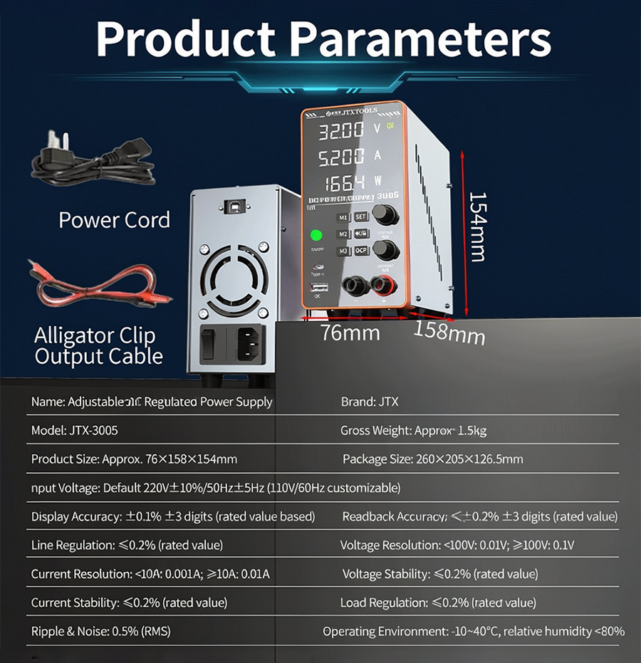 JTX-3005 4-DIGIT DC POWER SUPPLY SUPPORTS PC SOFTWARE