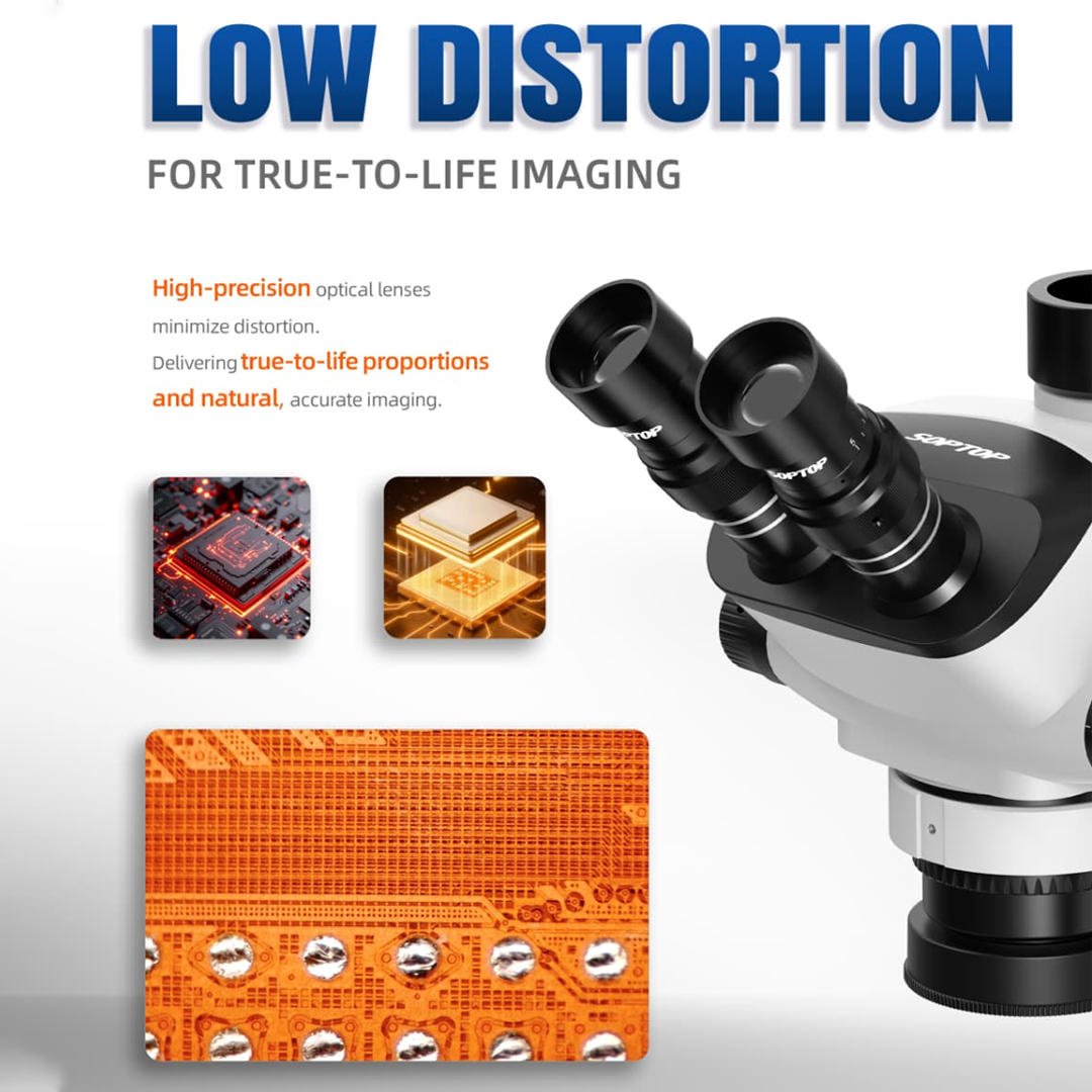 SOPTOP SZM-7060Pro (7X-60X) Trinocular Stereo Microscope With 0.5X Lens & LED Light