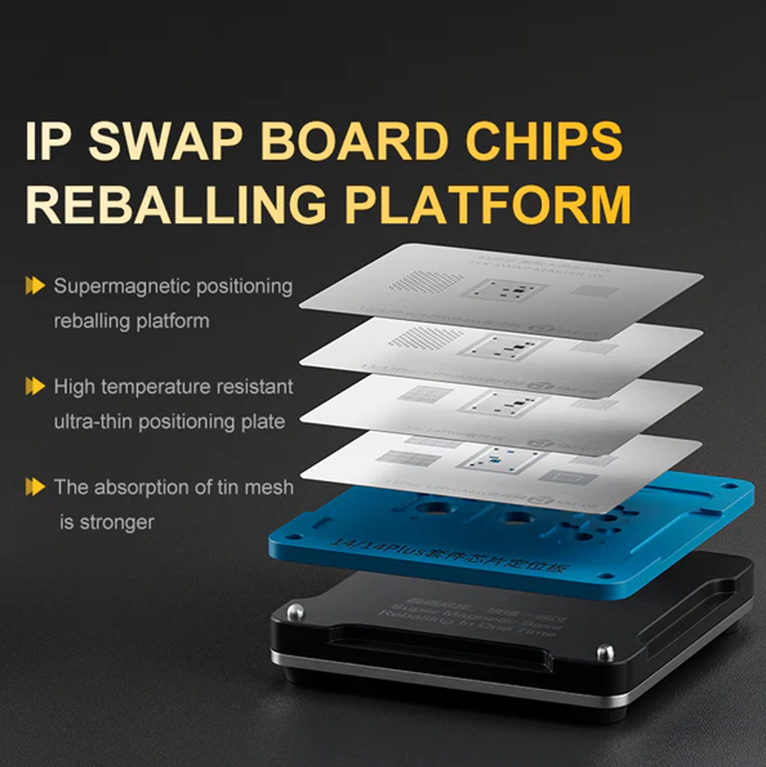 JTX SM-01 Swap Board Chips BGA Reballing Stencil Platform Set for iPhone 8 to 16 Pro Max