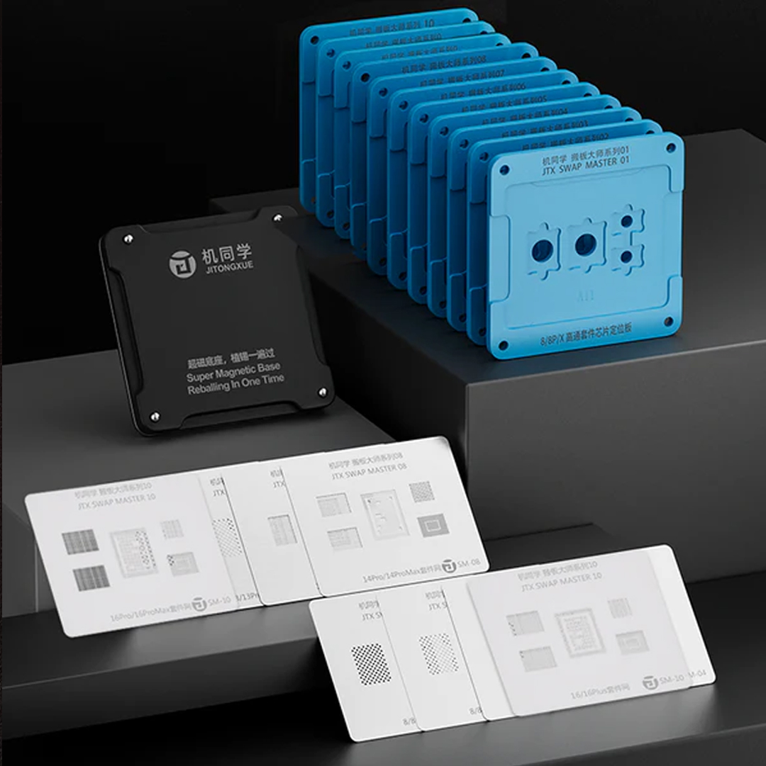 JTX SM-01 Swap Board Chips BGA Reballing Stencil Platform Set for iPhone 8 to 16 Pro Max