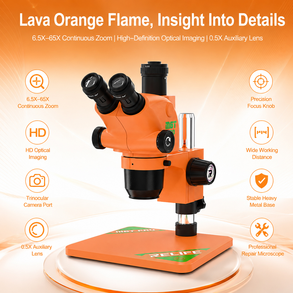 Relife M6t Pro-B11 Orange Microscope With 0.5X Lence