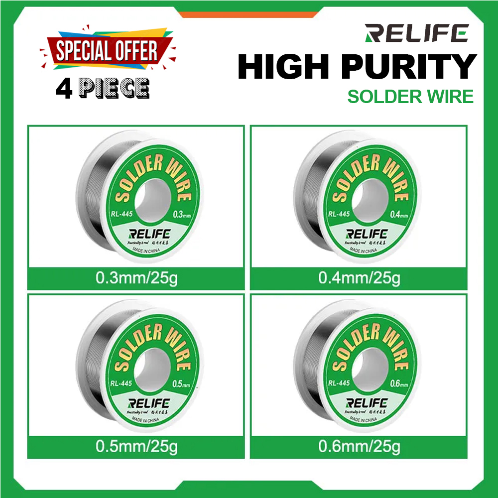 Relife RL-445 25g Solder Wire Combo of 4 Pcs (0.3, 0.4, 0.5, 0.6mm)