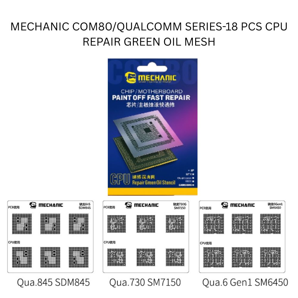 Mechanic COM80/Qualcomm Series-18 Pcs CPU Repair Green Oil Mesh Stencil