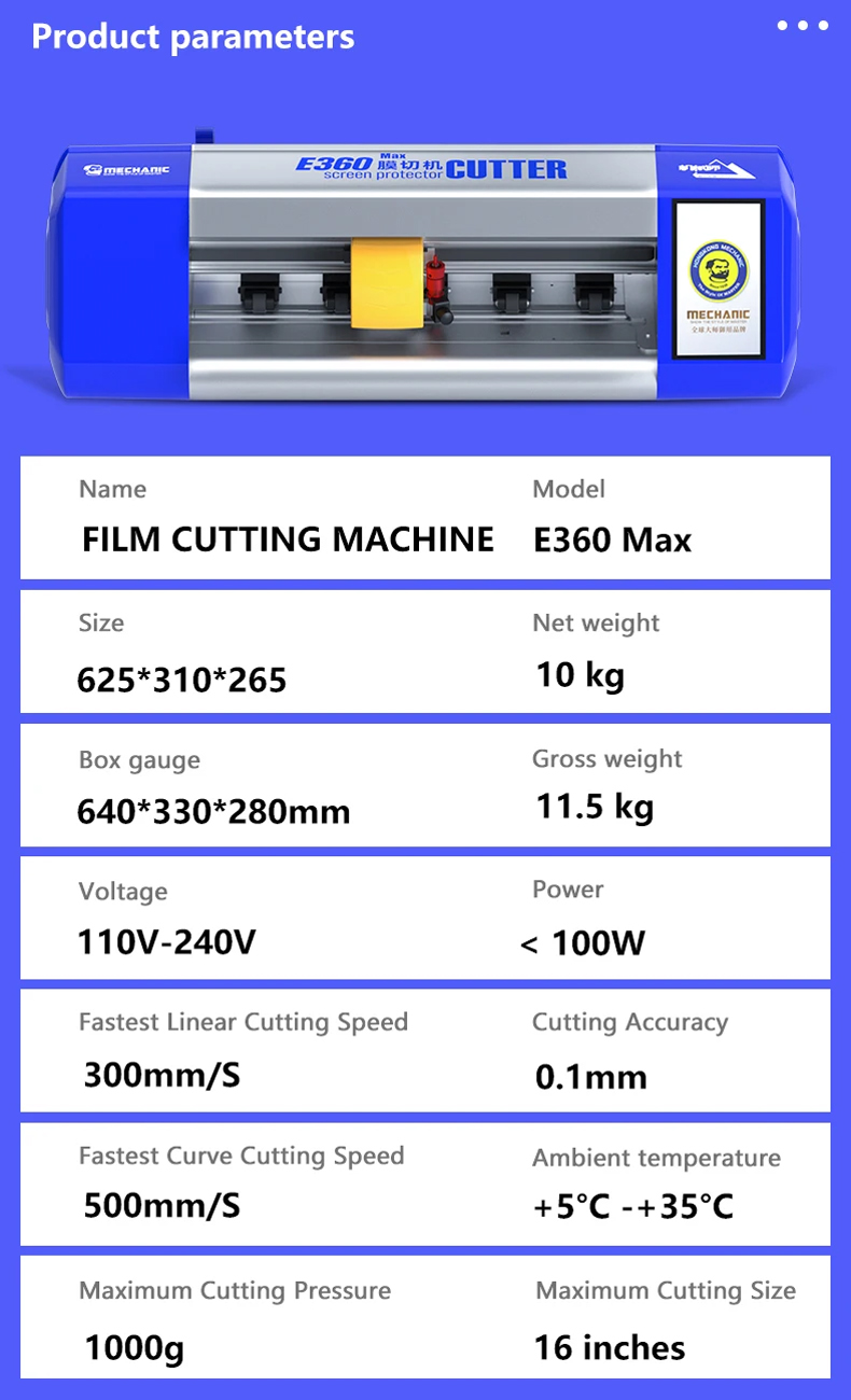 MECHANIC E360 MAX 16 INCH FILM CUTTING MACHINE