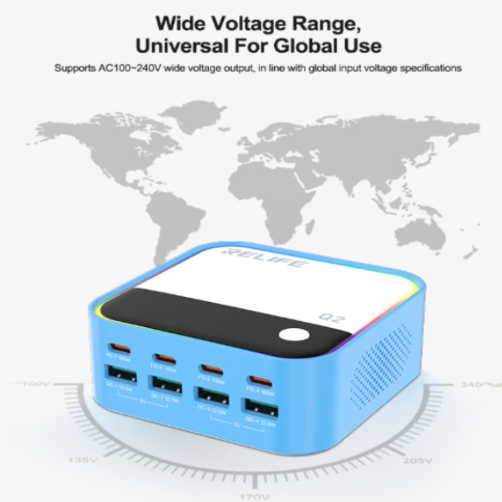 Relife Q2 Blue 120w 8 Port Charger