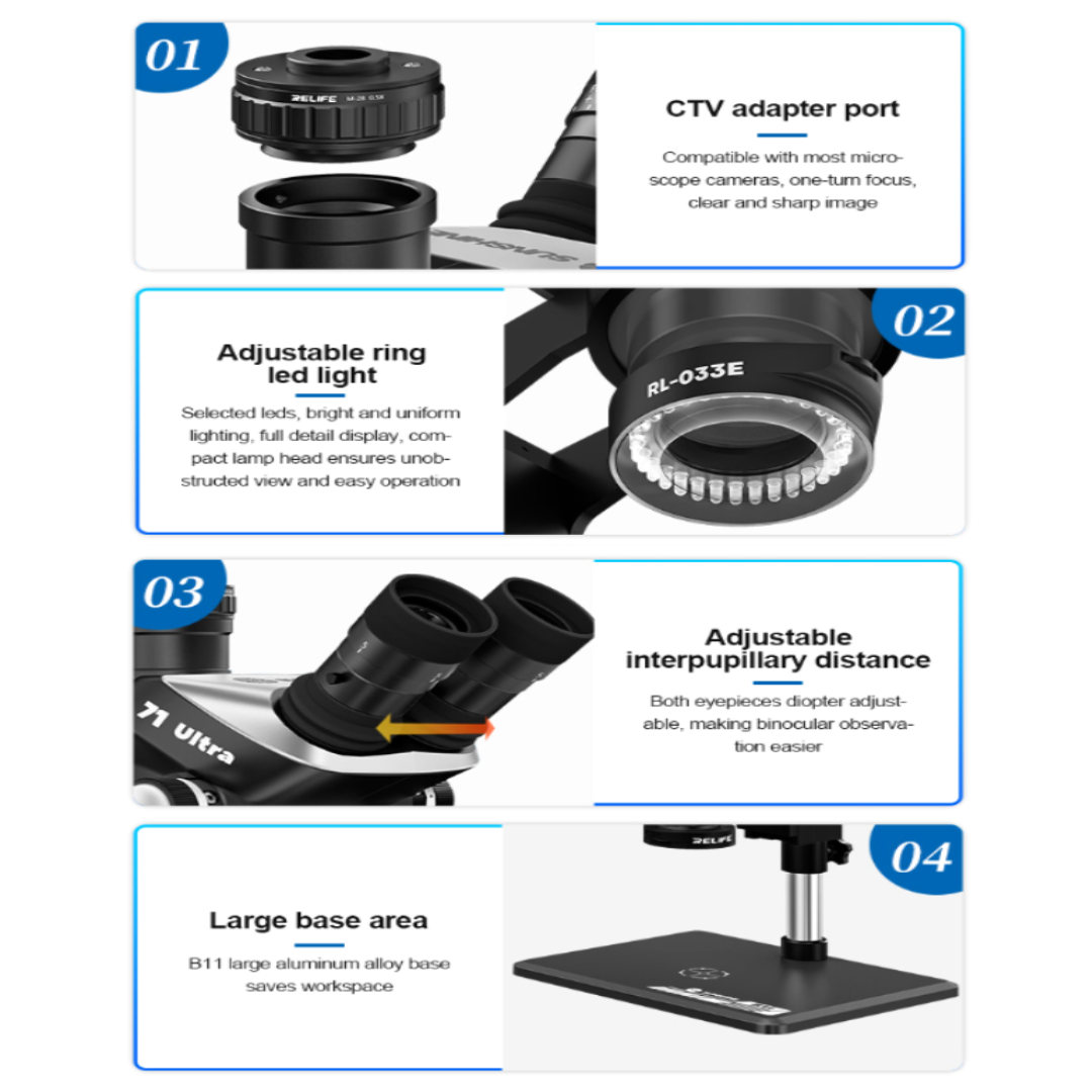 SUNSHINE 71 ULTRA-B11 BLACK 6.5X-55X MICROSCOPE