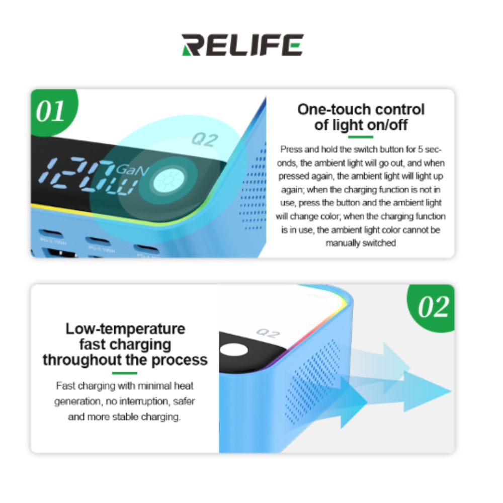 Relife Q2 Blue 120w 8 Port Charger