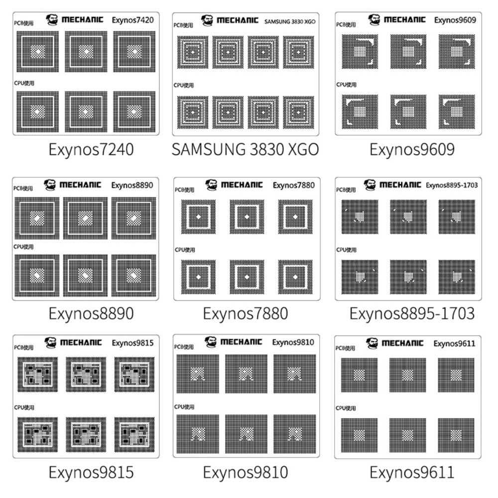 Mechanic COM80/Samsung Series-21 Pcs CPU Repair Green Oil Mesh Stencil