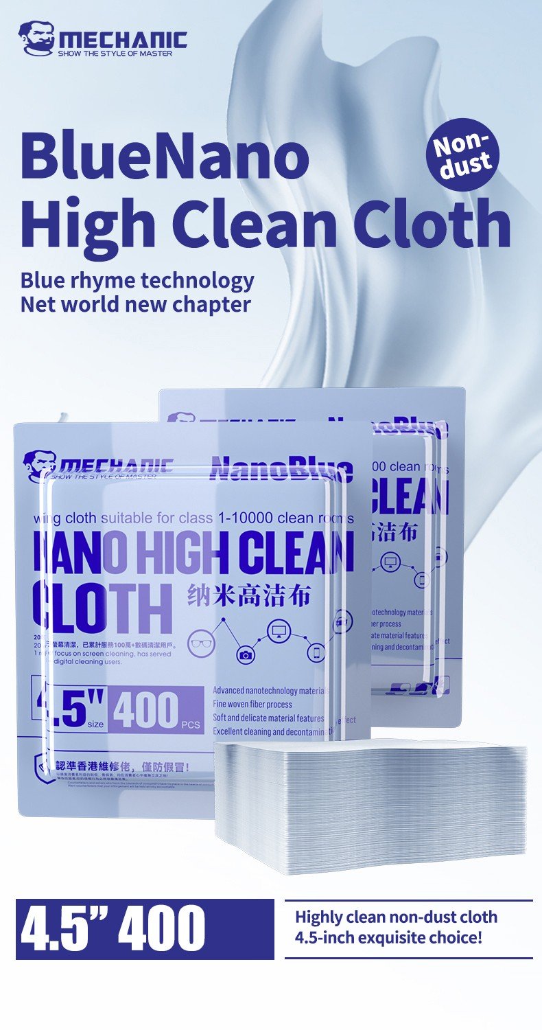 Mechanic Nano-blue 4.5-inch Big Size 400pcs High Clean Cloth 100% Original