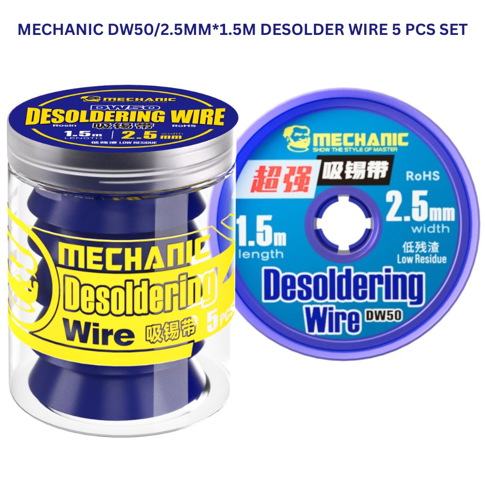 Mechanic DW50 2.5mm*1.5m Desolder Wire 5 Pcs Set for Mobile PCB Board Repair