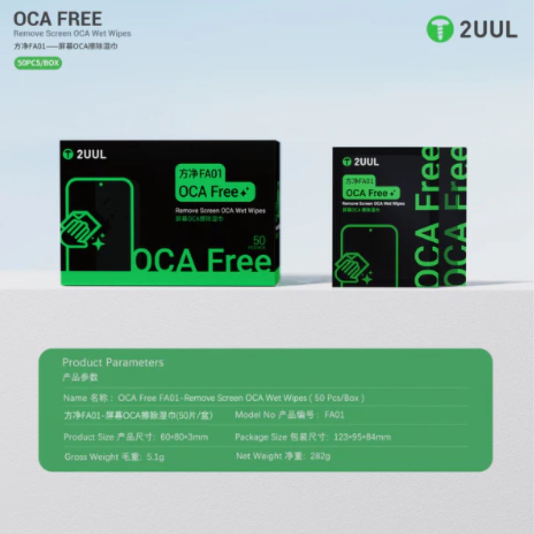 2UUL FA01 Remove Screen OCA Wet Wipes ( 50 Pcs/Box )