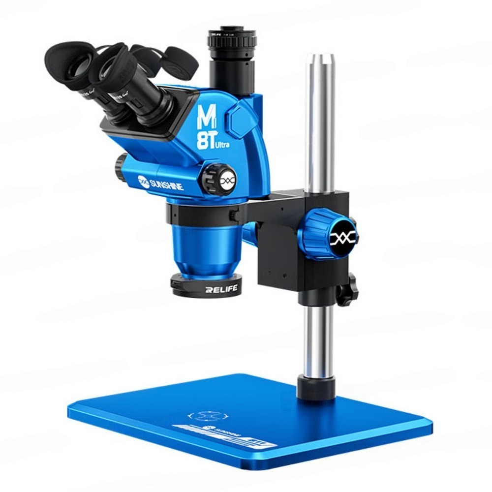 Sunshine M8T Ultra-B11 Blue 6-72X Synchronous Zoom Trinocular Microscope