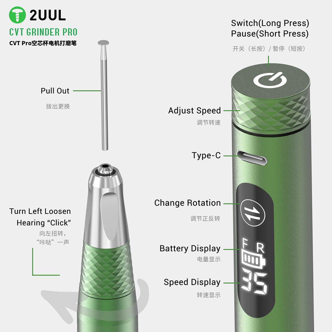 2UUL DA85 CVT Pro Coreless Motor Grinder for Phone Repair