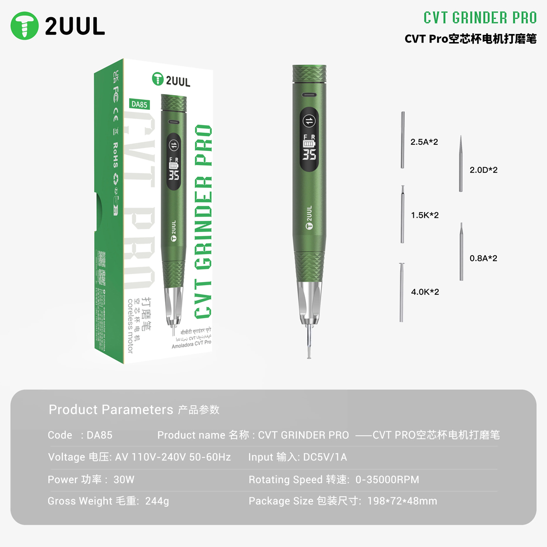 2UUL DA85 CVT Pro Coreless Motor Grinder for Phone Repair