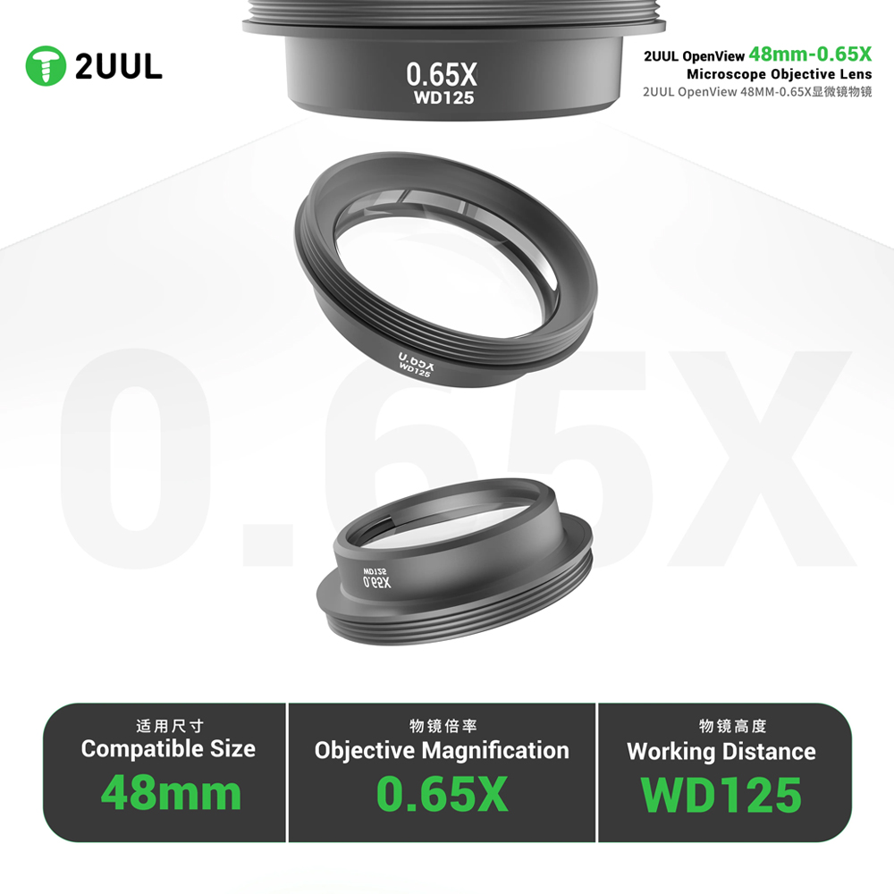 2UUL MS06 OpenView 48mm-0.65X Microscope Objective Lens