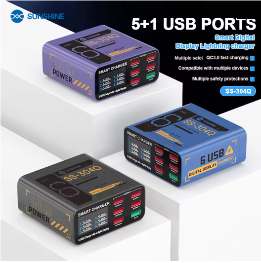Sunshine SS-304Q Purple 6 Port Usb Charger