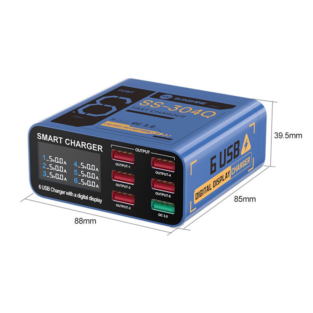 Sunshine SS-304Q Blue 6 Port Usb Charger