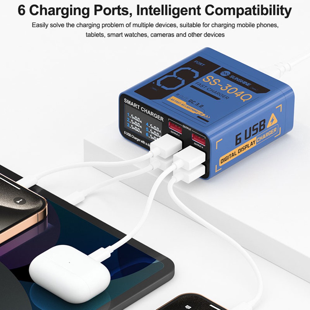 Sunshine SS-304Q Blue 6 Port Usb Charger