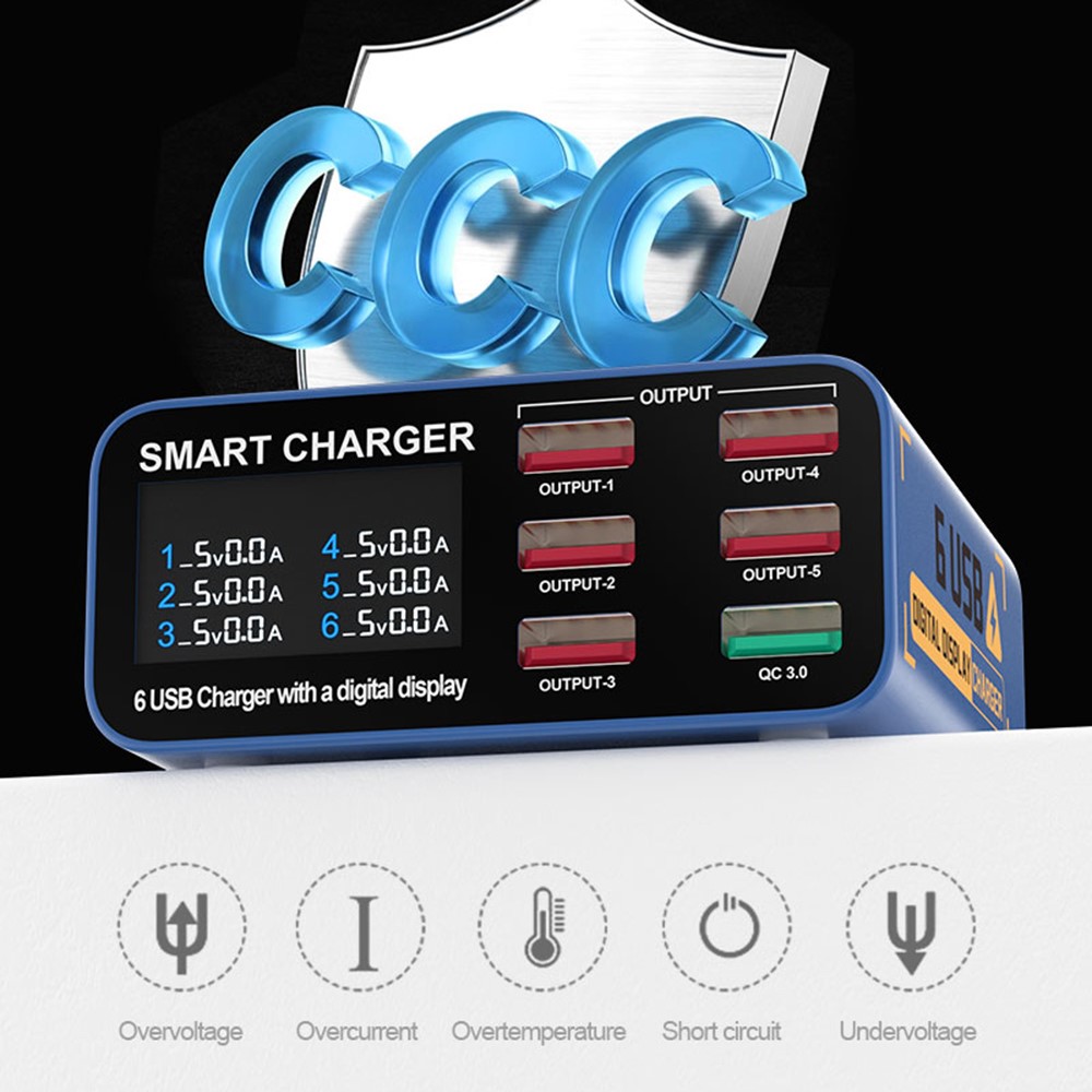 Sunshine SS-304Q Blue 6 Port Usb Charger