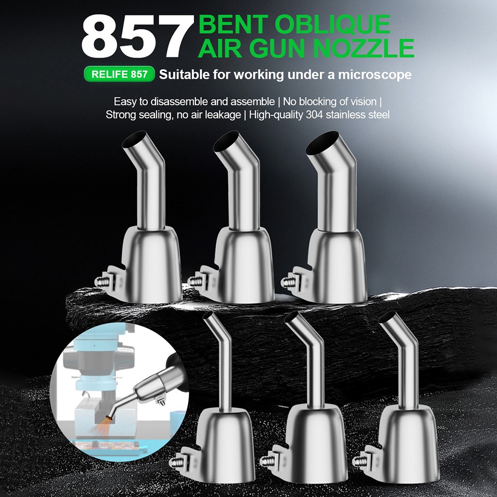 RELIFE 857 Series 6mm 45 Degree Oblique Stainless Steel Curved Hot Air Gun Nozzle
