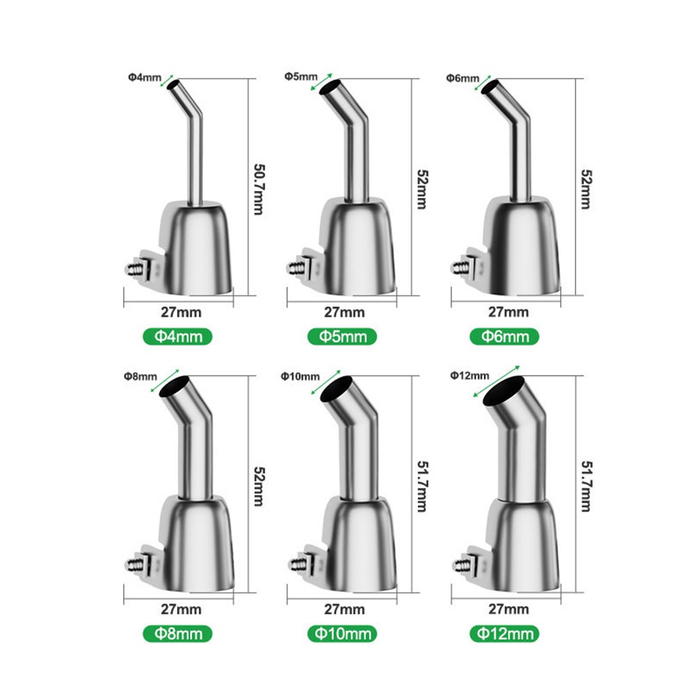 RELIFE 857 Series 4mm 45 Degree Oblique Stainless Steel Curved Hot Air Gun Nozzle