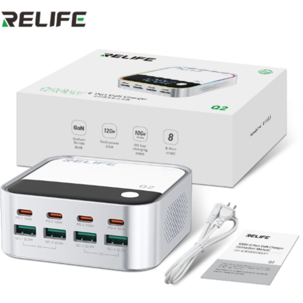 Relife Q2 Grey 120w 8 Port Charger