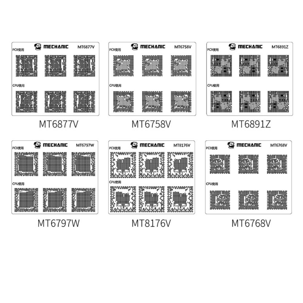 Mechanic COM80/Mtk Series-17 Pcs CPU Repair Green Oil Mesh Stencil