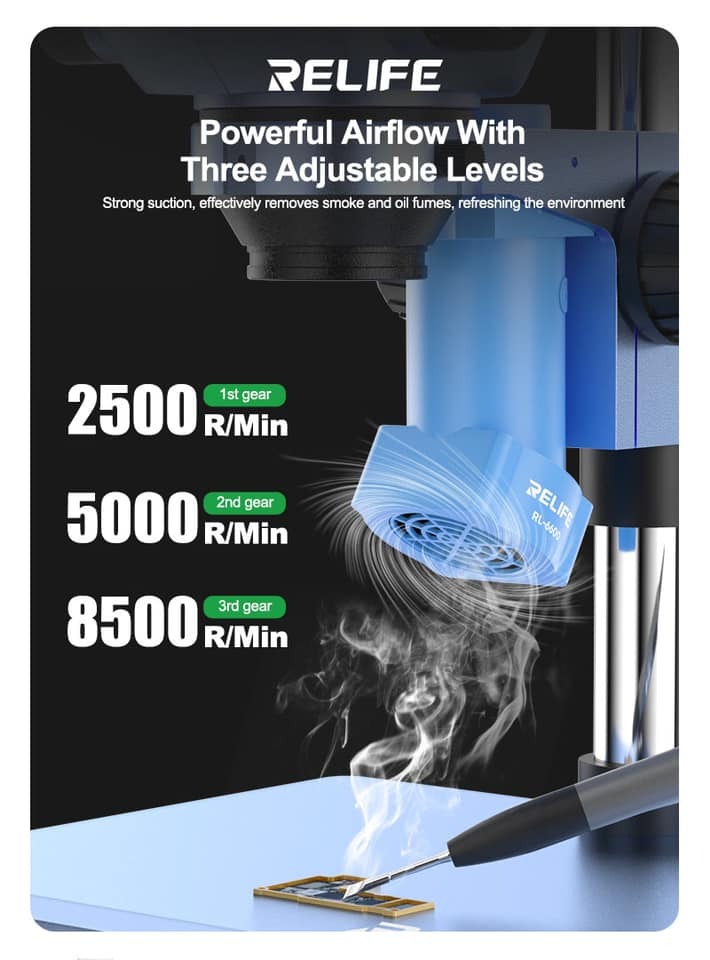 Relife RL-6600 Type-C Blue Microscope Smoke Extractor
