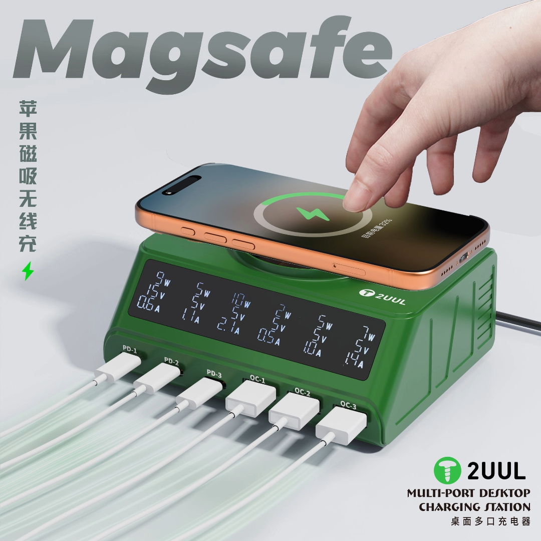 2uul PC11 110W Multi-Port PD And QC Desktop Charging Station with 15W Wireless Charging System 1