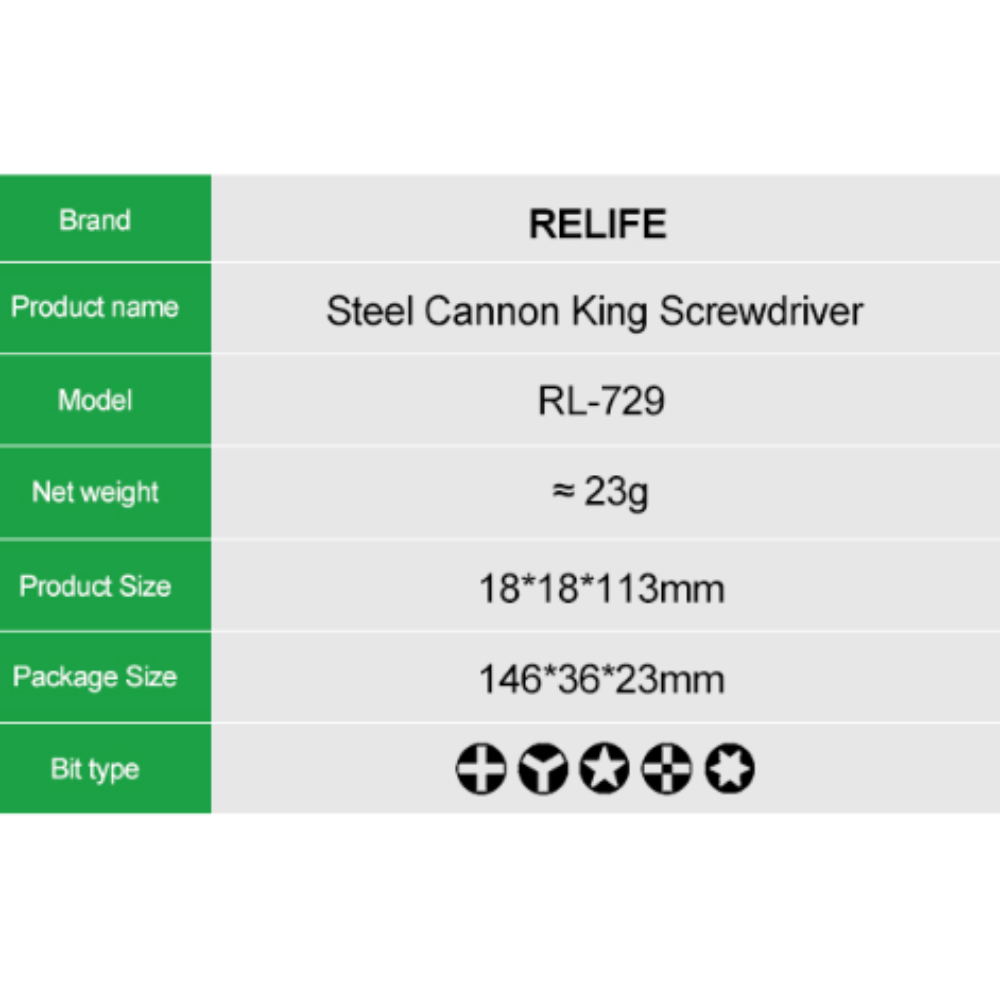 Relife RL-729 Y0.6 Screwdriver