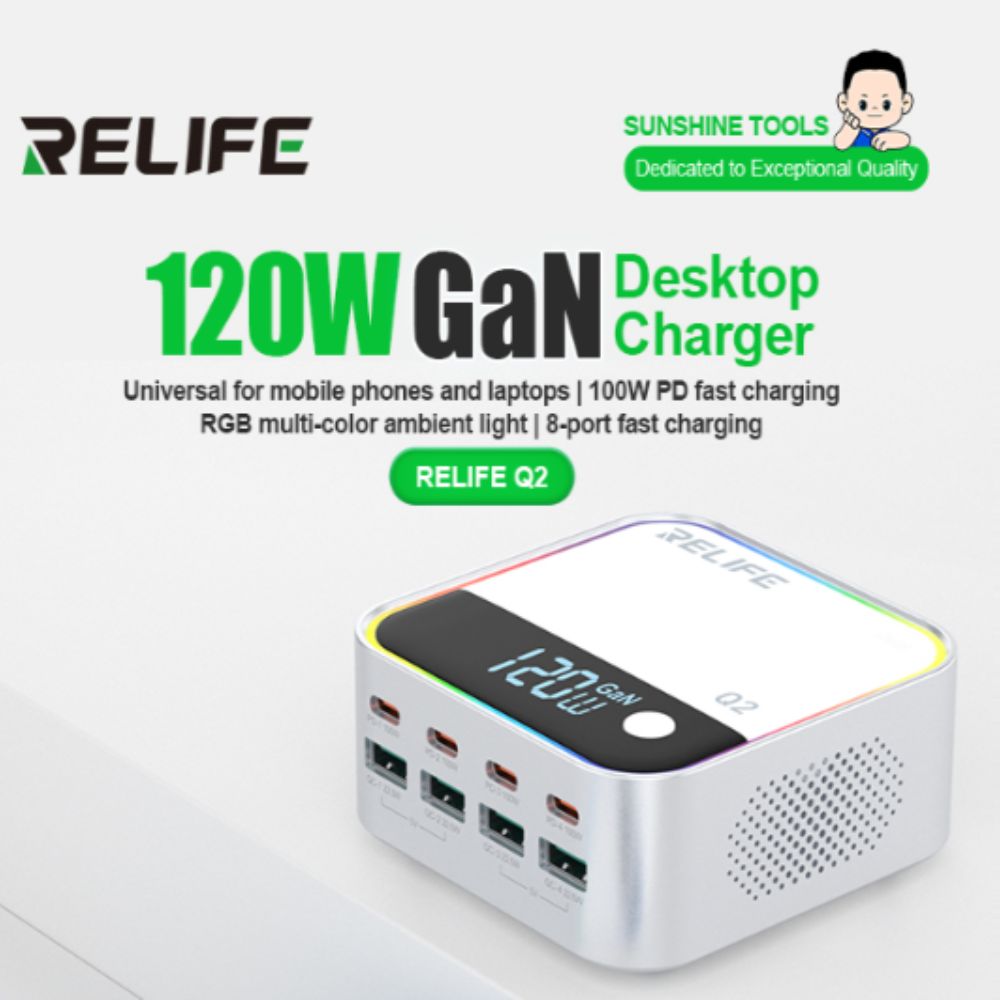 Relife Q2 Grey 120w 8 Port Charger