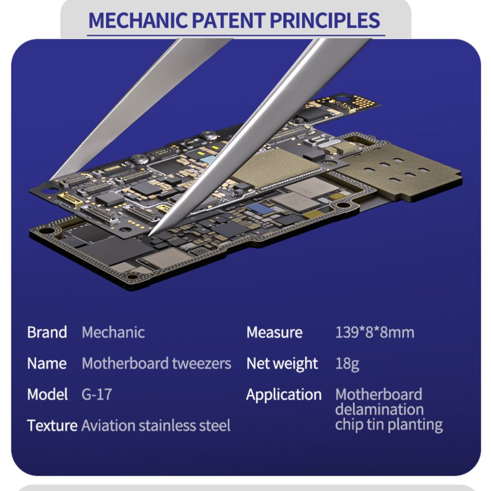 Mechanic G-17 Motherboard Layered Stainless Steel Tweezers for Motherboard BGA Repair