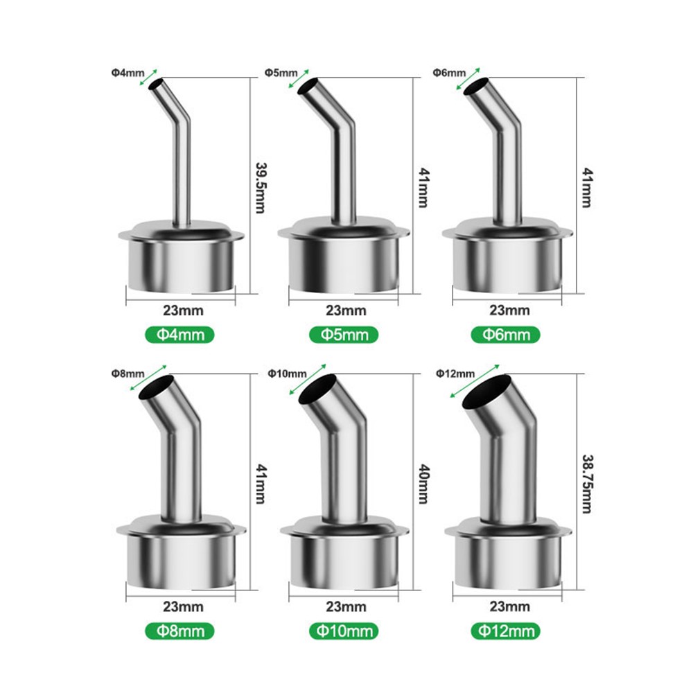 RELIFE 858 Series 6mm 45 Degree Oblique Stainless Steel Curved Hot Air Gun Nozzle