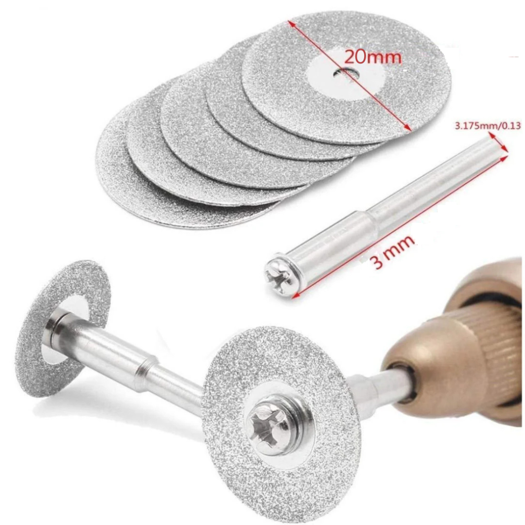 10pcs Diamond Cutting Blade 20mm With 2pcs 3mm Diameter  Fixed Rod 