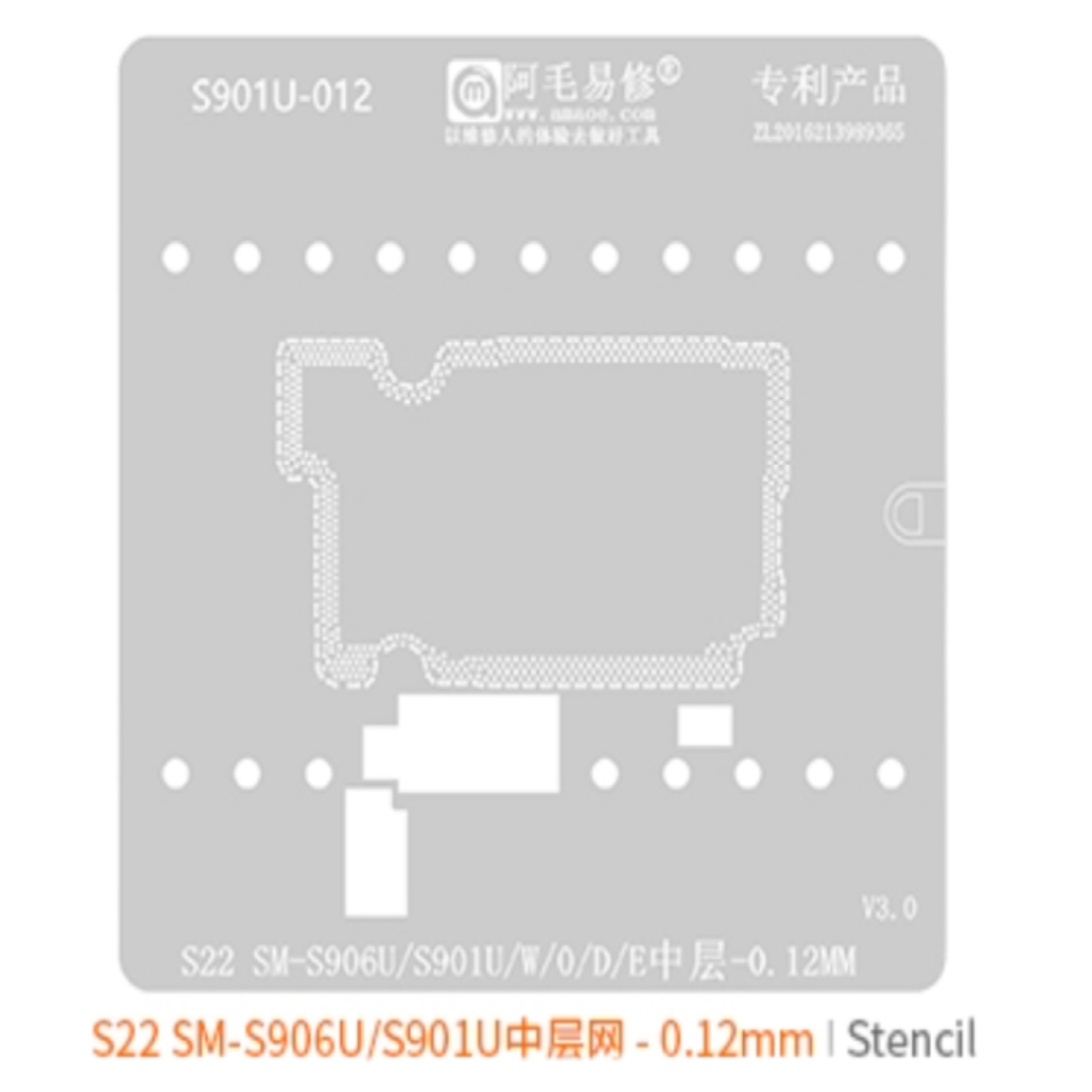 Amaoe S901u-012 Stencil for Sam S22 Sm S901u Middle Layer Motherboard Reballing