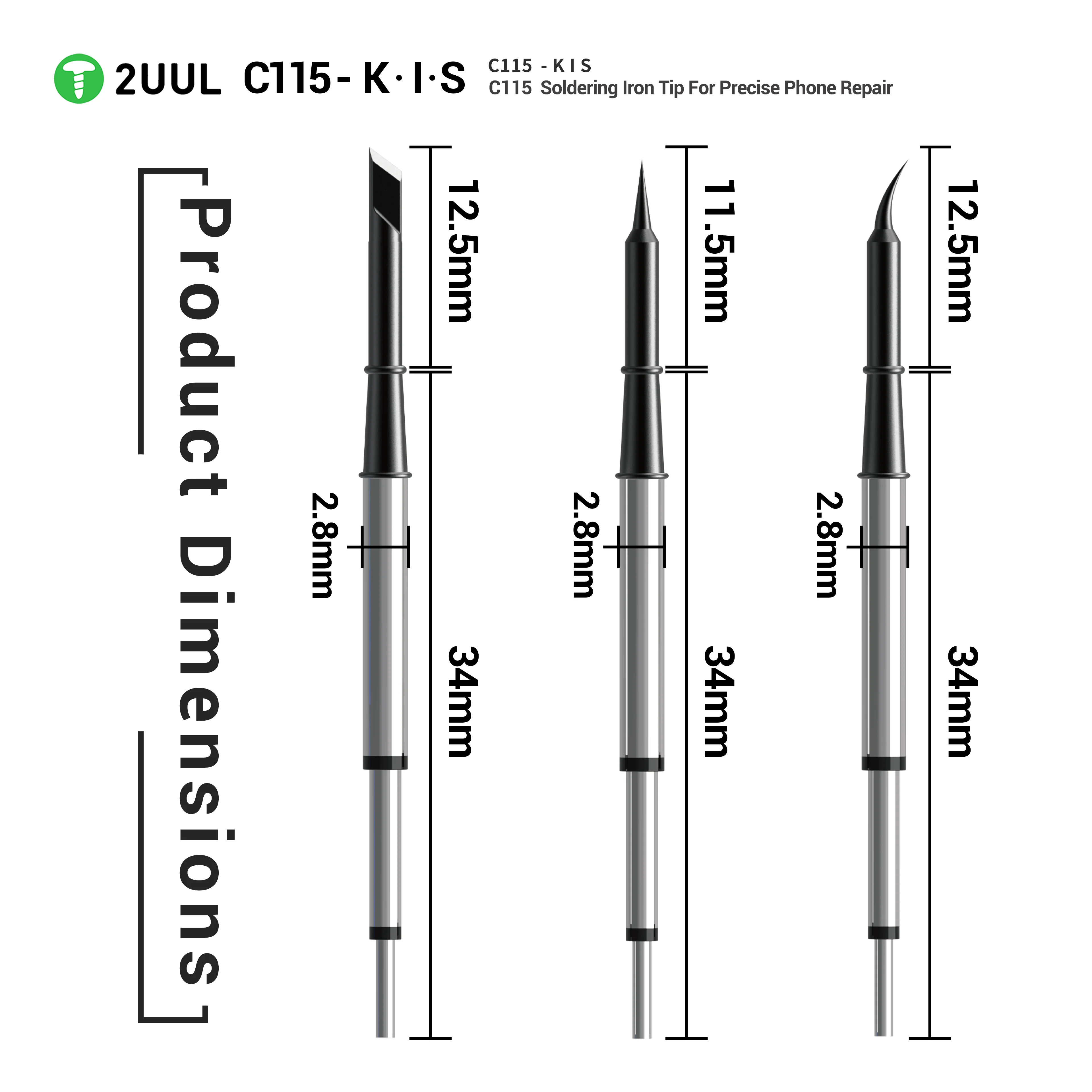 2UUL FD31 K Soldering Iron Tip for C115 Soldering Station