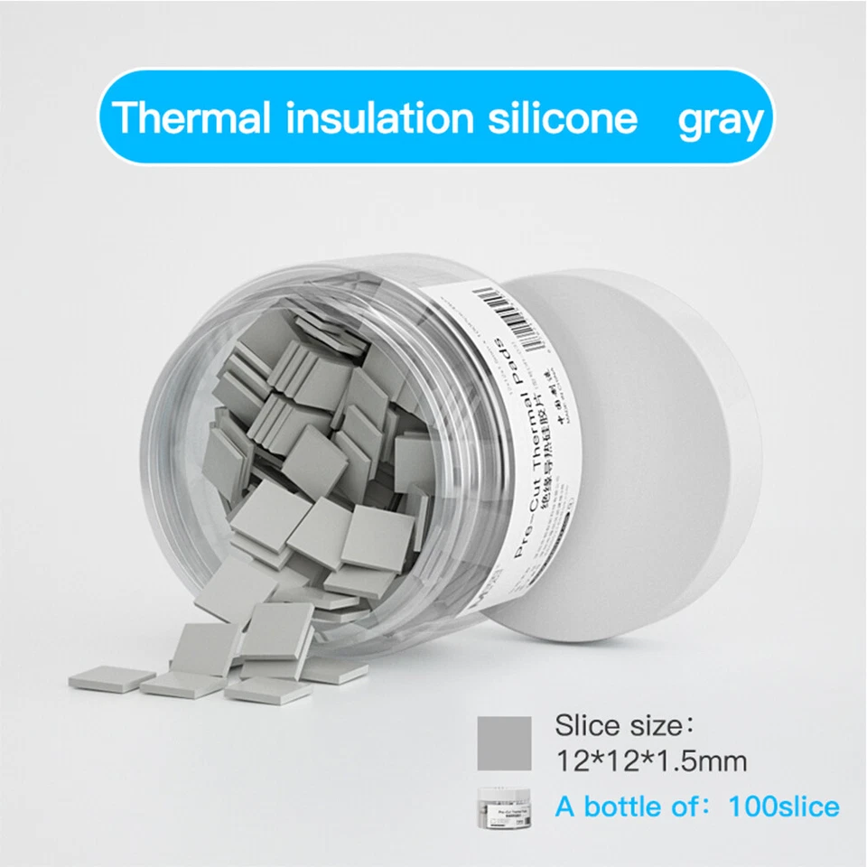 Maant 12x12x1.5mm Gray 100 Pcs Pre Cut Thermal Silicone Pads