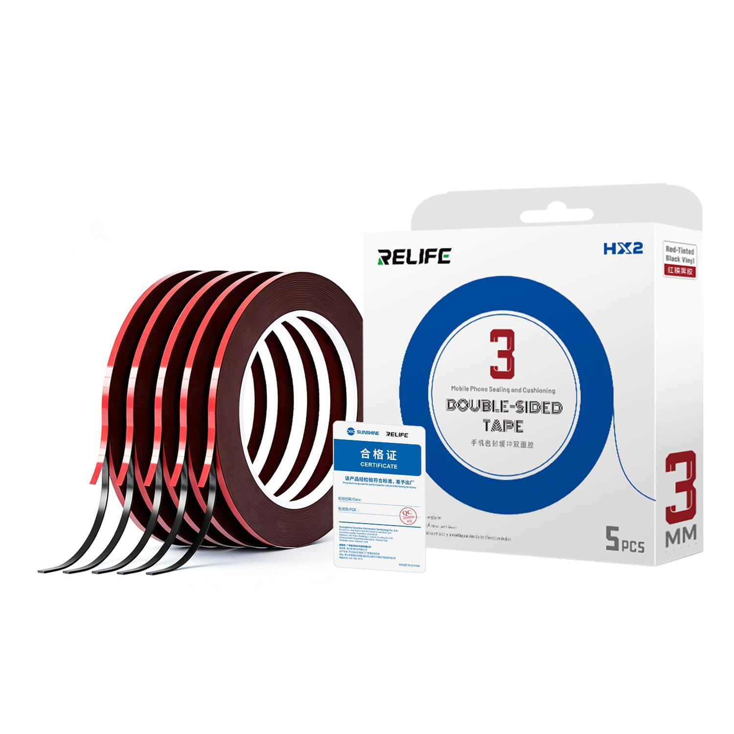 RELIFE HX2 3MM 10M Red Cushion Sealing Double-sided Tape (5roll/Box)