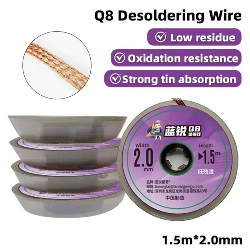 LANRUI Q8 2015 Strong Desoldering Wire 2.0mm × 1.5M Solder Wick 5 Pcs Set for Mobile PCB Repair