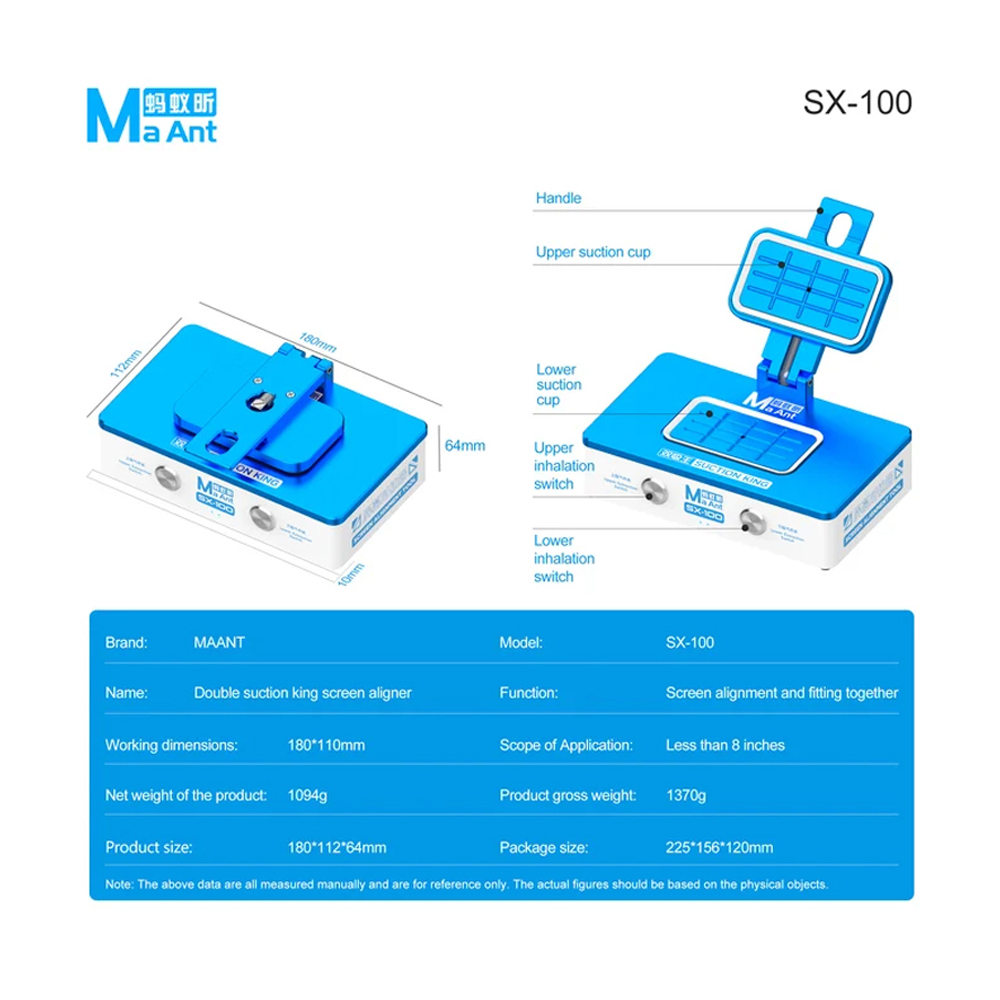 MaAnt SX-100 8-inch Double-Suction King Screen Aligner for Screen Alignment and Fitting Together