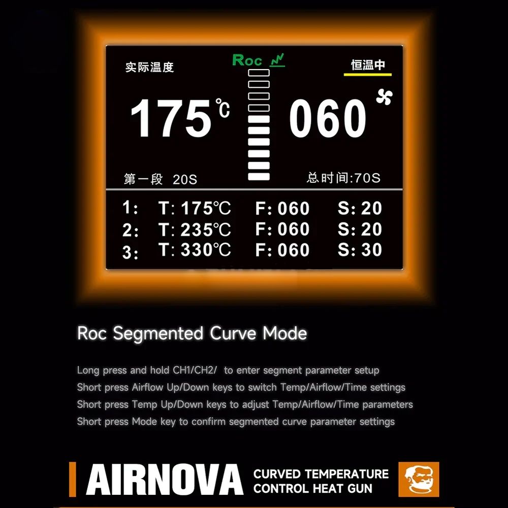 Mechanic Air Nova 1200W Curved Temperature Control Hot Air Gun Rework Station