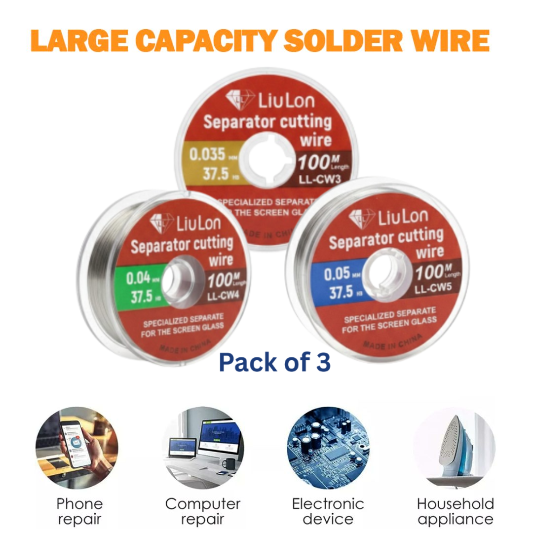 LIULON LL-CW3, CW4, CW5 (0.035M,0.04M,0.5M) 100M Separator Cutting Wire (3 Pcs Combo)