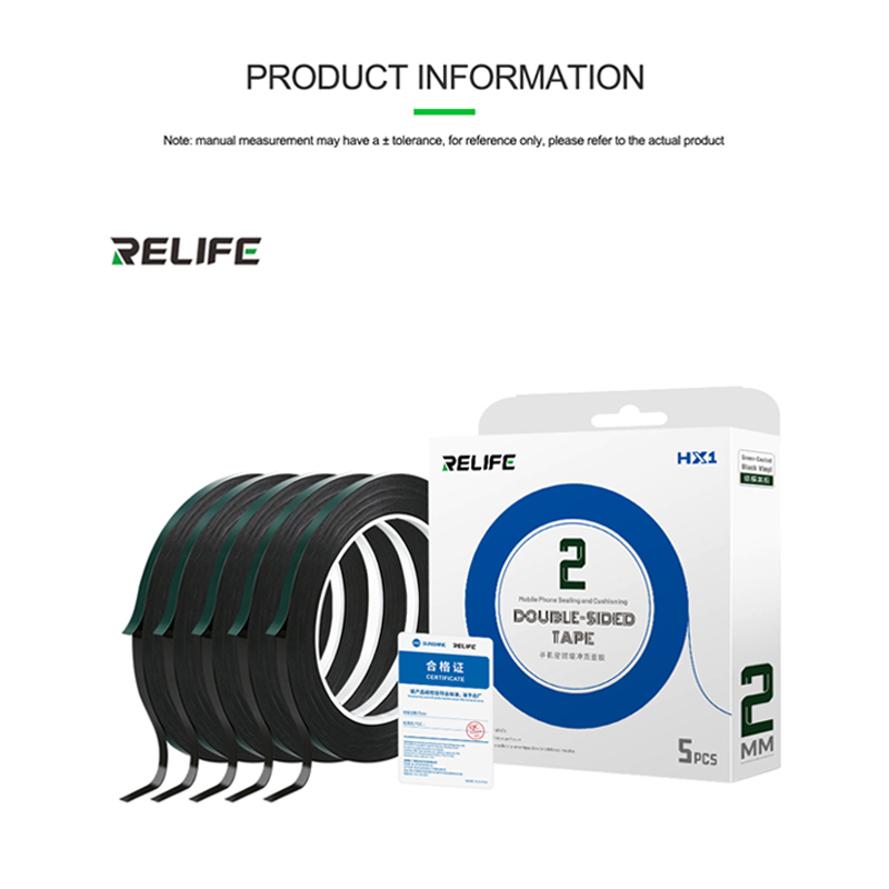 RELIFE HX1 2MM 10M Green Cushion Sealing Double-sided Tape (5roll/Box)