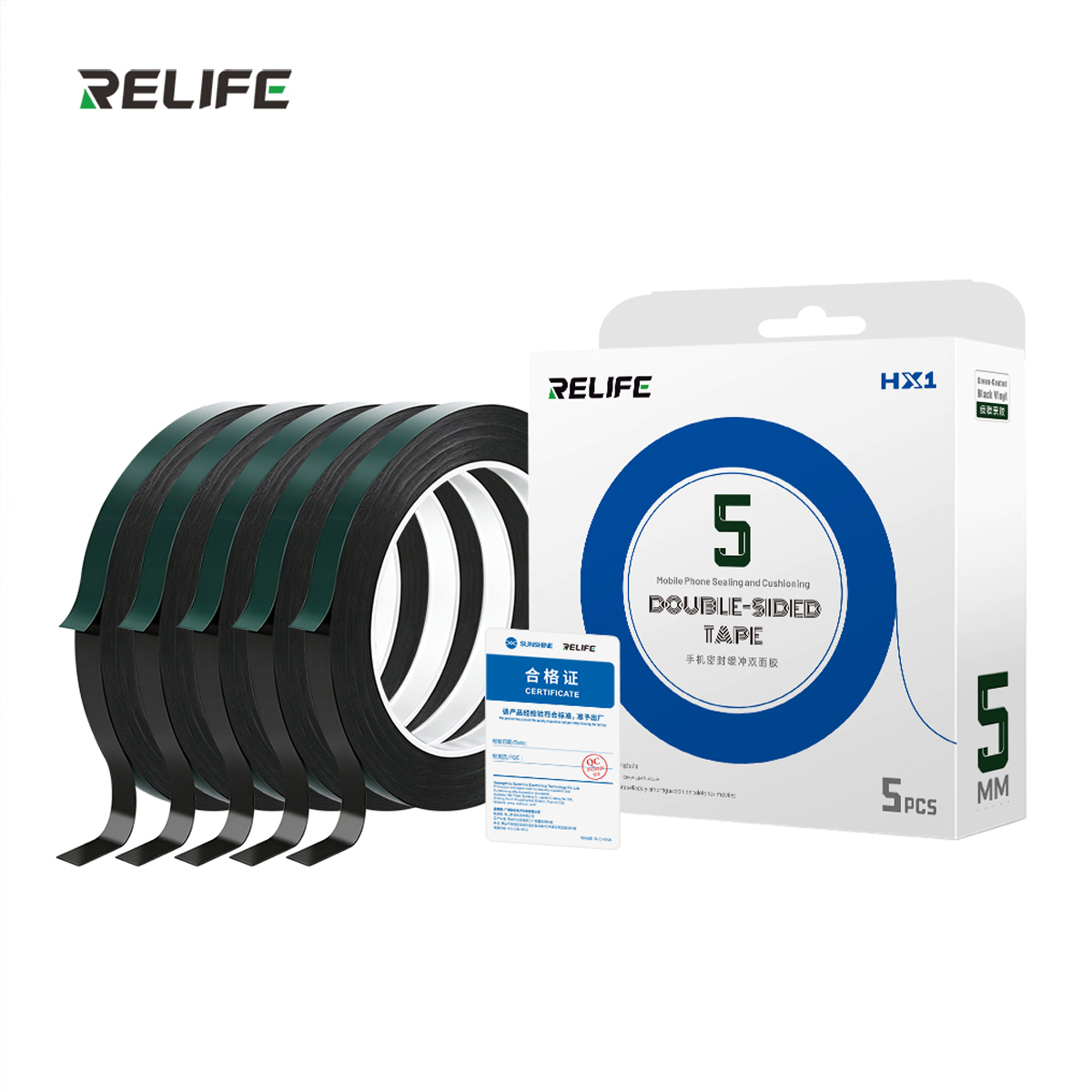 RELIFE HX1 5MM 10M Green Cushion Sealing Double-sided Tape (5roll/Box)