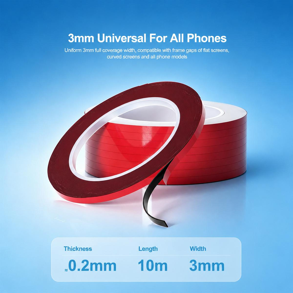 RELIFE HX2 3MM 10M Red Cushion Sealing Double-sided Tape (5roll/Box)