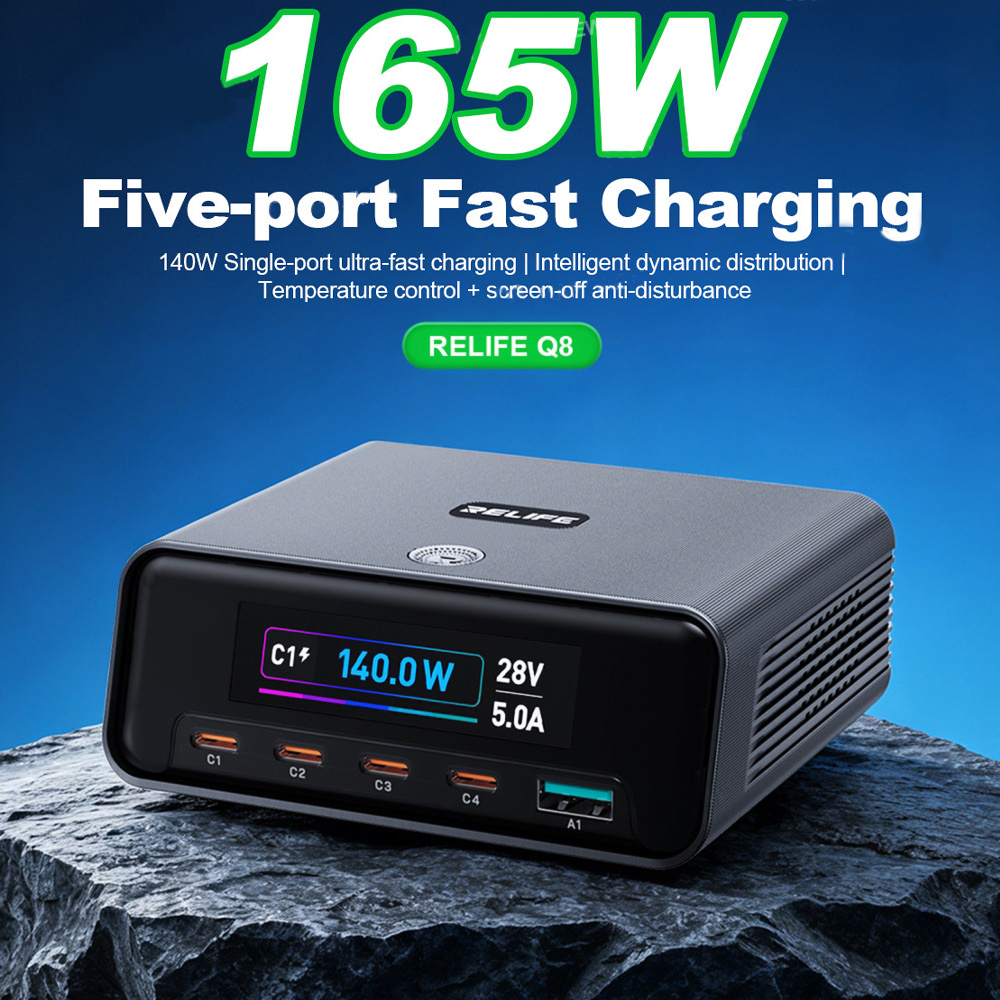 RELIFE Q8 Black 165W Gan Intelligent Multi-port Charger